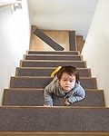 Pretigo Non-Slip Stair Treads Felt Rugs (14 Pack) Non-Skid Safety Mat Runner for Indoor Wooden & Tile Steps - Provide Protection - Easy Removal, Slip Resistant for Kids, Elders & Dogs (6"x30", Grey)