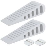 JQK Rubber Door Stopper Wedge, White 2 Pack Soft TPR Premium Door Stops for Bottom of Heavy Duty Door on Tile, Concrete, Carpet, Wooden Floor, DSB61-WH-P2