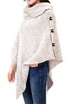 Women's Shawls Turtleneck Crochet Sweater Knit Cape Scarf Pullover Sweater Poncho Winter Cloak, Brown+Gray, One Size