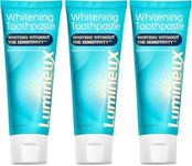 Lumineux Teeth Whitening Toothpaste 3 Pack Peroxide Free Enamel Safe for Sensitive Whiter Teeth, Fluoride Free, No Alcohol, Artificial Colors, SLS Free Dentist Formulated - 3.75 Oz