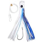 Trolling Lures Saltwater Fishing Lures, Offshore Big Game Fishing Lures for Marlin Tuna Mahi Dolphin Wahoo Deep Sea Trolling Lures Rigged Leader Hooks Squid Skirt (Black-White-Blue 9in)