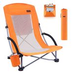 Nice C Beach Camping Chair, Folding Chair w/Cooler High Back, Ultralight Chair with Cup Holder & Carry Bag Compact & Heavy Duty Outdoor, Camping, BBQ, Beach, Travel, Picnic, Festival (1 Of Orange)