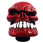 Abfer Skull Shift Knobs Car Gear Stick Shifter Knob with Big Tooth Fit Most Automatic Transmission Cars (Red)