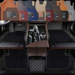 Premium 7D car mat Full Set Kia Carens (7-Seater) || Luxury Leather Dual-Stitch Car Floor Mat Full Set || 100% Waterproof and Washable || Color : Black-Golden (Design-1