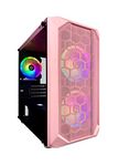 Apevia PRODIGY-PK Micro-ATX Gaming Case with 1 x Tempered Glass Panel, Top USB3.0/USB2.0/Audio Ports, 3 x RGB Fans, Pink Frame