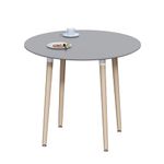 Vida Designs Batley Round Dining Table, Modern Round Kitchen Table with Natural Beech Wood Legs, Compact Dining table for Small Kitchen & Dining Room Furniture (Grey, 4 Seater)