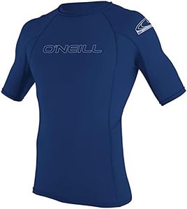 O'Neill Wetsuits Men's Basic Skins Short Sleeve Sun Shirt Rash Vest, Navy, L