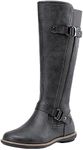 Jeossy Women's 9656 Knee-High Boots grey Fashion Riding Boots with Buckle Size 7.5(DJY9656 grey 07.5)