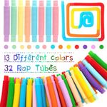 32 Pack Pop Tubes Sensory Toys with 13 Colors for Kids&Toddlers,Stress and Anxiety Relief Fidget Toy,Imaginative Play & Fine Motor Skills Learning,Tons of Ways to Play,Connect, Stretch, Twist & Pop