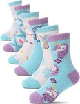 ProEtrade Merino Wool Socks for Kids Toddler Girls Boys Warm Thick Walking Winter Thermal Stocking Fillers for Kids Girls Boys Crew Heavy Boot Cosy Gift Hiking Unicorn Socks 6 Pack(Unicorn-Blue,4-7 Y)