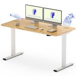 FLEXISPOT Adjustable Desk, Electric Bamboo Standing Desk Sit Stand Desk, 55 x 28 Inches Bamboo Desk Top Home Office Table Stand up Desk(White Frame+Rectangular Top)