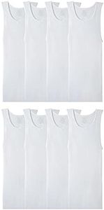 Fruit of the Loom Men's Lightweight Active Cotton Blend Undershirts, Tank - 8 Pack - White, X-Large
