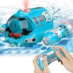 CestMall RC Boat Toys for Boys Girls, 2.4GHz Remote Control Motorboat with Spray/Light Function Double Propellers Remote Control Boats rechargeable Swimming Pool Toys Boat for Pool Lake (Blue)