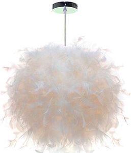 PETITES ECREVISSES Suspension Plume Luminaire Blanche Moderne Lustre Abat-Jour 30cm pour les Salons Chambres des Enfants