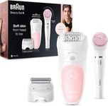 Braun Silk-épil 5 Beauty Set, Women's Epilator for Hair Removal, Attachments for Razor, Exfoliating, Cleansing for Face and Body, Bag, Gift for Women, 5-895, White/Flamingo