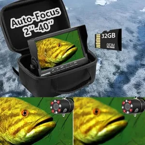 [FishPRO®2025 Upgrade] [Auto-Focus 2''- 40''] Underwater Fishing Camera w/DVR 32GB,1200TVL, Ice Fishing Camera Underwater Fish Finder, w/IR+LED Light for Dark, 4500mAh w/ [Spare Charging Port], 49ft