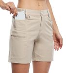 Willit Women's Shorts Hiking Cargo Golf Shorts Outdoor Summer Stretch Shorts with Pockets Water Resistant Khaki M