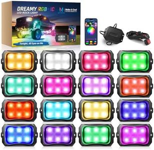MICTUNING C2+ RGB+IC Rock Lights - 16 Pods Dynamic Chasing Color Underglow Neon Kit, Extensible to 24 Pods, Bluetooth APP Control & IP68 Waterproof, for Trucks Cars ATV UTV Golf Cart (2 Year Warranty)