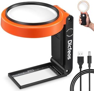 Dicfeos 30X 40X Magnifying Glass with Light and Stand, Non-rechargeable, Folding Design 32 LED Illuminated for Close Work, Handheld Large Glasses Reading, Powered by Battery or USB