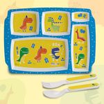 Cello Kidzbee Pentameal Dino Party Melamine Meal Set for Kids | BPA Free and Food-Grade Material | Attractive and Kidfriendly Designs | Break Resistant & Durable Set | Set of 3, Yellow