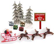 CakeSupplyShop Santa Sleigh Reindeers Christmas Holiday Trees & Presents Cake Decoration Topper