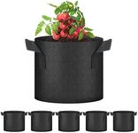 YSSOA 5-Pack 7 Gallon Grow Bags, Aeration Nonwoven Fabric Plant Pots with Handles, Heavy Duty Gardening Planter for Potato, Tomato, Vegetable and Fruits, Black