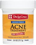 De La Cruz 10% Sulfur Ointment - Cystic Acne Treatment for Face and Body - Daily 10 Min Spot Treatment Mask - Safe and Effective Game Changing Hormonal Acne Treatment That Clears Up Pimples - 2.6 oz