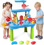 Water Table for Toddlers 3-5 | 3-Tier Kids Water Table Toys, Rain Showers Splash Pond for Outdoor Beach Backyard Summer, Outdoors Play Sensory Play Table Pond for Boys Girls 3-5 4-8