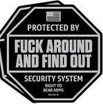 FAFO Sticker Security Warning Sign [2-Pack] Protected by Around and Find Out Decal for Truck, Window | Funny Car Stickers, Hard Hat Stickers, Secured by Tactical Home Security System (Sticker -