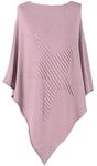 Ladies Italian Knitted Lagenlook Star Poncho Womens Ribbed Star Asymmetric Hem (Nude, one Size fit to (10-20))