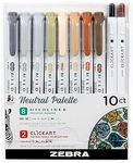 Zebra Pen Neutral Palette Set, Includes 8 Mildliner Highlighters and 5 ClickArt Markers, Assorted Neutral Vintage Ink Colors, 10-Pack