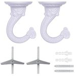 OBSTKUCHEN 2 Sets Large Swag Ceiling Hooks Heavy Duty Swag Hook with Hardware for Hanging Plants Ceiling Installation Cavity Wall Fixing (2 Sets White)