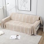 HOKIPO Chenille Thick And Soft Sofa Cover Blanket Dog Couch Protector 3 Seater, 180 (D) X 300 (L) Cm (Ar-4635-D2), Beige