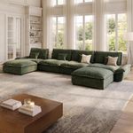 POVISON 182.7'' Oversized Modular Sectional Sofa, Extra Large Deep Seat Cloud Couch, Wide U Shaped Sectional Couch with Adjustable Backrest, Modern Comfy U-Shaped Corner Couches for Living Room, Green