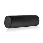 Memory Foam Roll Pillow for Knee/Leg/Neck - Full Moon Bolster/Round Cylinder Pillow for Sleeping on Side or Back - Removable Cooling Cover Length 18" x 6" Diameter (Black)