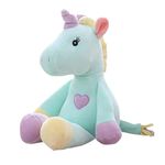 Georgie Porgy Children Plush Unicorn Velvet Cuddly Toy Animal Teddy Soft Toy (13'' Green)