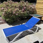 domi outdoor living Outdoor Chaise Lounge - Adjustable Aluminum Patio Lounge,Plastic Pool Lounge Chair (1 Blue Chair W/O Table)
