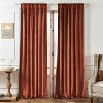 Timeper Rust Velvet Curtains 84 inches - Christmas Red Velvet Curtains Decorative Backdrop for Living Room/Dining, Back Tab Design Blackout Window Drapes, Rust Red, W52 x L84, 2 Panels