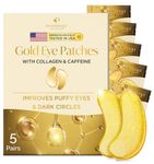 Plantifique Under Eye Masks Anti Wrinkle 5 Pairs Under Eye Patches Gold Eye Masks Skincare for Dark Circles and Puffiness Puffy Eyes Under Eye Mask Skincare Gifts for Women & Men