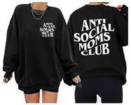 LOTUCY Oversized Mama Sweatshirt Women Mama Mommy Mom Bruh Pullover Tops Casual Crewneck Loose Long Sleeve Shirt, Black, Medium