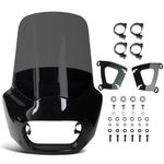 Krator Motorcycle Windshield Fairing & Mounting Kit, Wind Deflector, Motorcycle Accessories Windscreen, Compatible with Harley Davidson Softail Fat Bob FXFB/114 FXFBS 2018+, Smoke, 15" Windshield