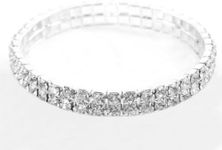 Sorted by Rows Wedding Bridal Clear Crystal Rhinestones Eclectic Bracelet (2-Row)