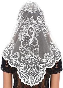 Bozidol Church Veil Lace Mantilla - Triangle Virgin Mary Head Covering Spanish Veil for Women