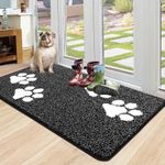 Vaukki Indoor Doormat Entryway Door Mat, Non Slip Absorbent Mud Trapper Mats, Low-Profile Inside Floor Mats, Soft Washable Large Mats Door Carpet for Entryway (Black, 36''x59'')