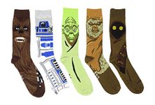 Star Wars The Good Guys Character Faces Crew Socks 5 Pair Pack, Multi, One Size
