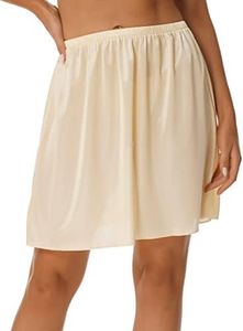 TiaoBug Half Slip Underskirt Women's Petticoat Lingerie Satin Half Slip Half Slips for Under Dresses Slip 45cm Champagne Medium
