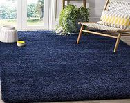 Arsh Fabs Furnishing Polyester Anti Slip Shaggy Fluffy Fur Rugs and Carpet for Living Room, Bedroom (Navy Blue, 3x5 feet)