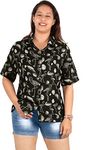 LA Leela Women's Collared Tops Shirt Casual Blouse Shirts XL Ebony, Flamingo