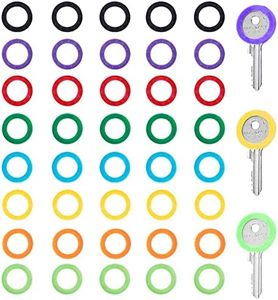 40 Pcs Key Covers Caps, Key Caps Covers Tags Set Flexible Key Covers Rings Coloured Key Identifiers Caps Small Key Colour Caps Key Cap Label for Easy Identifying House Door Keys, 8 Assorted Colors