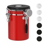 ShanSon Coffee Canister Airtight Container Stainless Steel Bean Storage with CO2 Release Valve and Scoop for Beans,Grounds,Sugar,Flour,Tea,Cereal,22OZ,Red